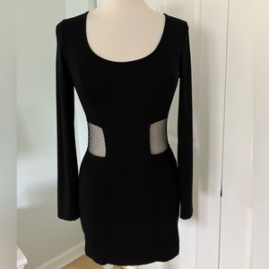 LOVERS &FRIENDS  Black Mesh Cut out Long Sleeves Mini Dress Small